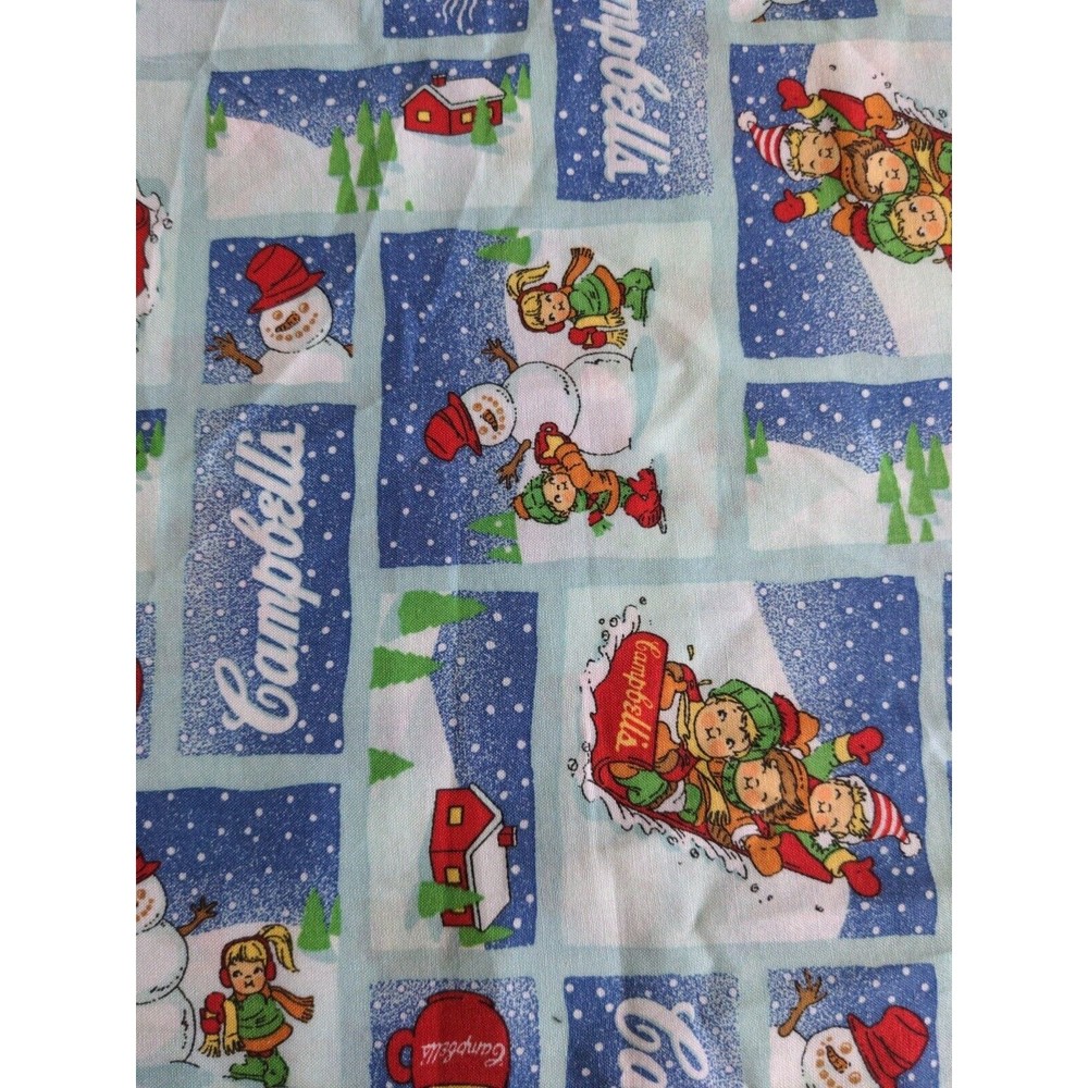 Campbells Soup Company 2002 Christmas Winter Scene Vintage Fabric by the Yard - Picture 1 of 7
